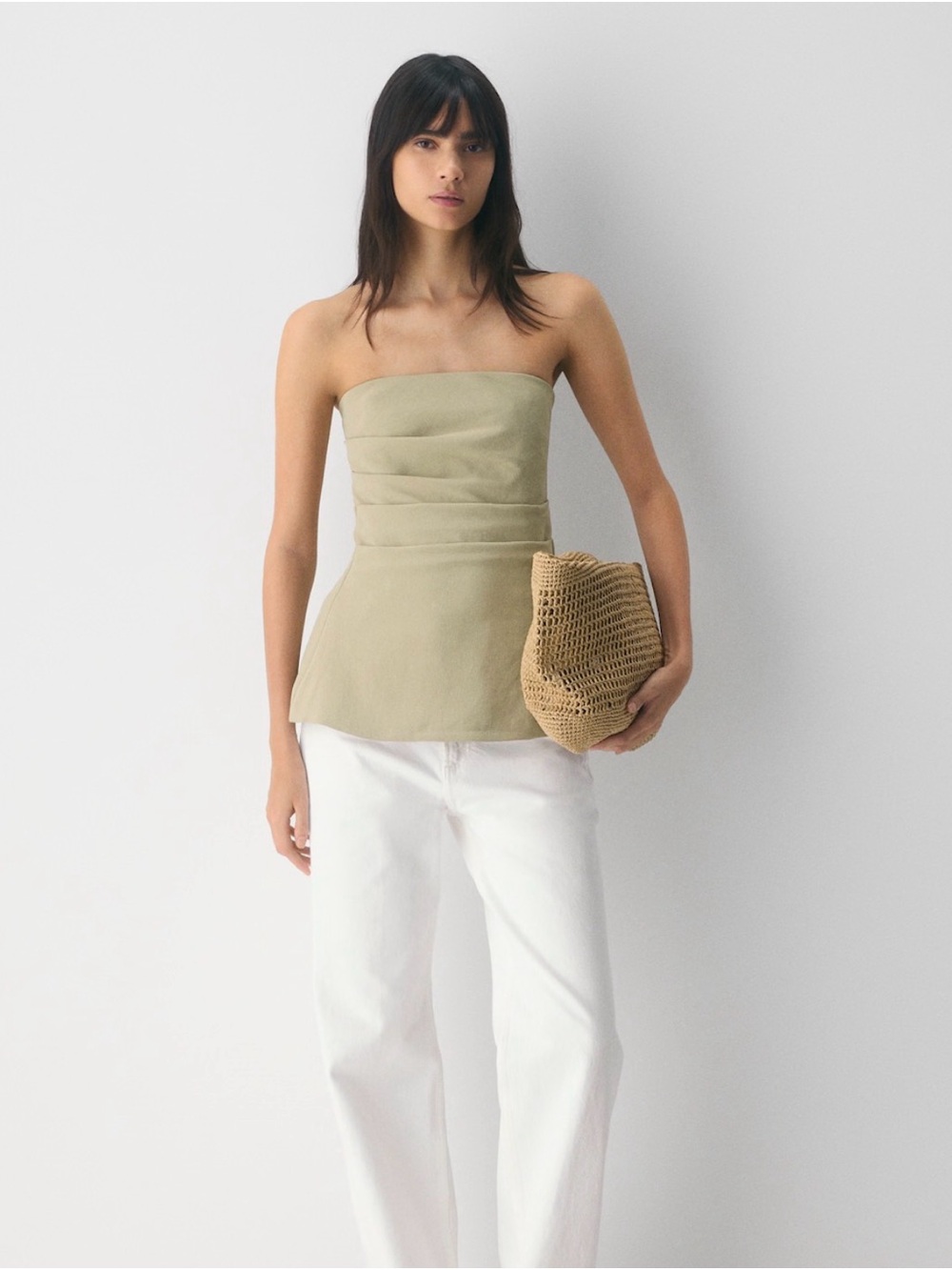 Aritzia Lilou Tube Top Crepette | Olive Green | Size: XS